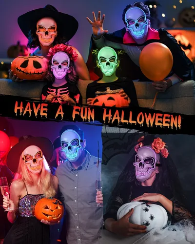 Vista 7 de Vinsot - Máscara de esqueleto de calavera con luz LED, 4