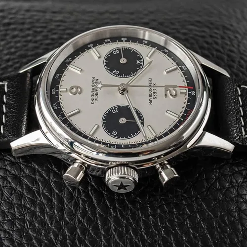 Vista 4 de NC 1963 Cronógrafo mecánico Seagull ST1901 Movimiento Piloto Reloj Hombres 1.496 in 1.575 in Zafiro Glass Relojes para hombre 2021 Montre Homme