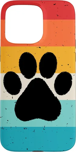 Vista 31 de iPhone 16 Gato Perro Paw Print en estilo retro Vintage Case