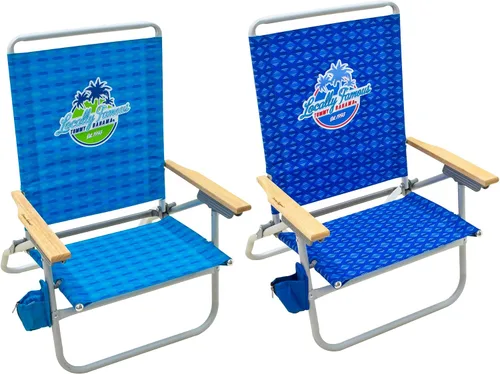 Vista 10 de Tommy Bahama 4-Position Easy in-Easy Out Folding Beach Chair 1 paquete azul.