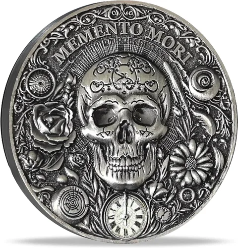 Vista 8 de Memento Mori & Vivere Moneda de Desafío - Símbolos Duales de la Transitoriedad y Vitalidad de la Vida - Regalo Estoico Inspiracional (Paquete de 10)