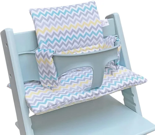 Vista 5 de ZARPMA Cojín para silla alta compatible con Stokke Tripp Trapp Chiar, funda de tela de algodón rellena con acolchado de algodón (gotas coloridas)