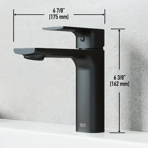 Vista 4 de VIGO Davidson - Grifo de lavabo de baño de un solo mango, 6 pulgadas, negro mate, diseño moderno, latón macizo, válvula de disco WaterSense