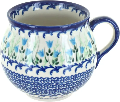 Vista 11 de Blue Rose Polish Pottery - Yellow Alyssa Bubble Mug - 14 oz - Unique Shape Mug for Coffee & Tea