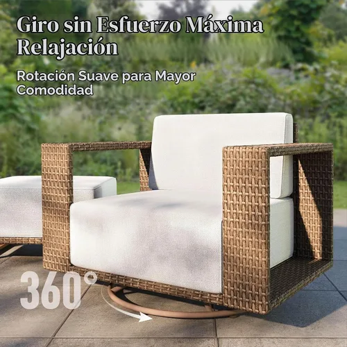 Vista 5 de MIXPATIO Juego de muebles de patio con sillas giratorias y cojín de 10