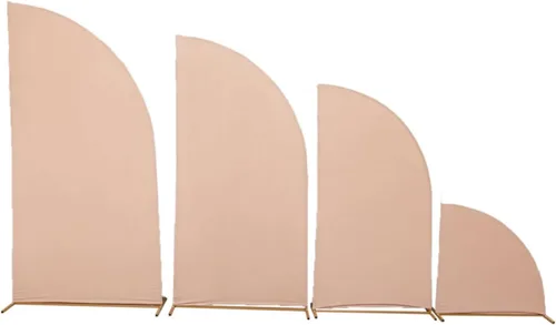 Vista 273 de Efavormart - Juego de 4 fundas de elastano beige para arco de media luna, fundas de telón de fondo Chiara de 2.5 pies a 7 pies para escenarios