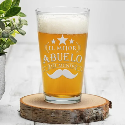 Vista 3 de El Mejor Abuelo Del Mundo - Vaso de cerveza de pinta, brújula de carácter, regalo de Abuelo, regalo para padre, regalos españoles, feliz día