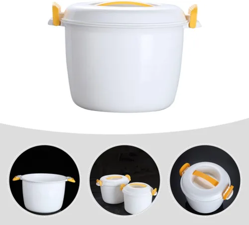 Vista 7 de Microondas Pasta Cooker Round Microondas Recipiente de Alimentos Cocina: Microondas Arroz Cocina de Alimentos Amarillo 1L Cestas de microondas