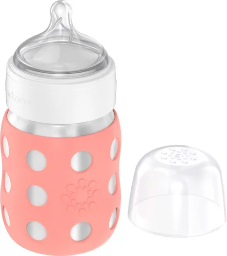 Vista 3 de Lifefactory Biberón de cuello ancho aislado al vacío de acero inoxidable de 8 onzas con pezón etapa 2 (3-6 meses) melón (LS2211WCA4)