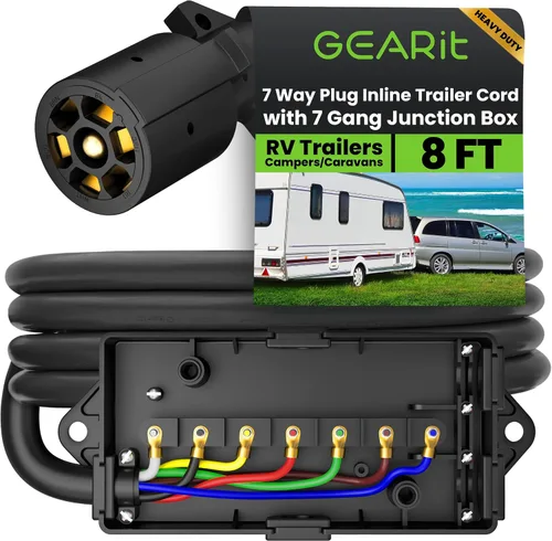 Vista 10 de GEARit Cable de extensión para remolque de 7 vías (1 pie) Enchufe de remolque de 7 pines Cable en línea Arnés de cables Conector de clavijas dobles