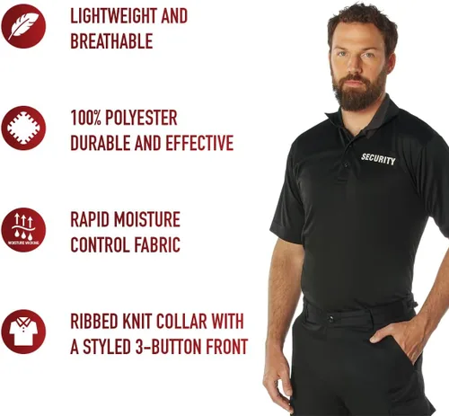 Vista 4 de Rothco Moisture Wicking Security Polo Shirt - Stay Cool and Professional On-The-Job