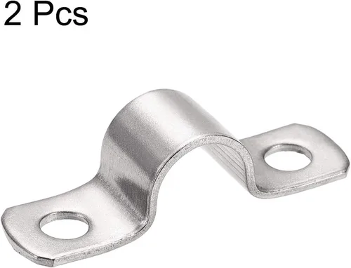 Vista 3 de uxcell Correa de tubo rígida de 0.630 in (0,6 pulgadas), 2 correas de tubo de agujeros 304 abrazadera de tubo de tensión de acero inoxidable 2 piezas