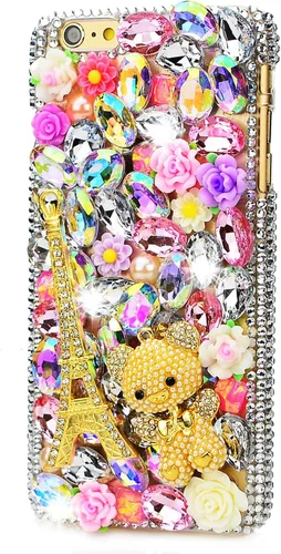 Vista 8 de Funda para iPod Touch (5ª generación), diseño de diamantes de imitación hecho a mano con brillantes brillantes brillantes brillantes con tapón negro