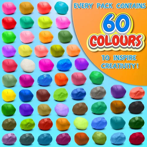 Vista 7 de ESSENSON Arcilla seca al aire 60 colores, arcilla de modelado para niños
