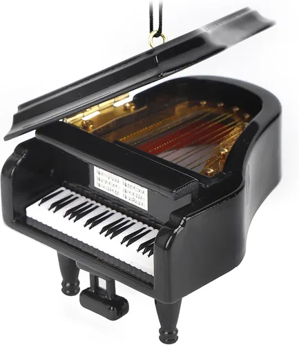 Vista 4 de Adorno para Navidad de instrumento musical Instrumento de madera pintado a mano con teclado y tapa de cierre, regalo de Navidad para pianista