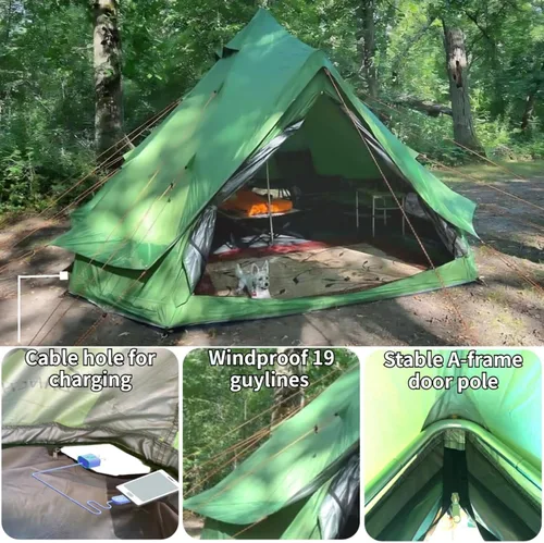 Vista 7 de DANCHEL OUTDOOR B1 Yurta portátil con huella, impermeable, 4-6 Persom Family Campana de Campana de Campamento 300D Oxford Nylon UPF50+ Protección