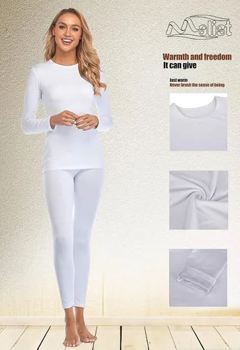 Vista 2 de Malist Ropa interior térmica para mujer, ultra suave, con forro polar