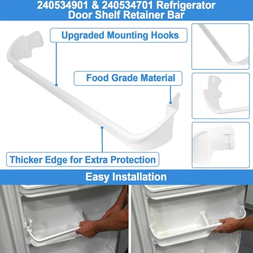 Vista 5 de Paquete de 2 barras de retención para estante de puerta de refrigerador