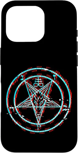Vista 20 de Funda estética de terror para iPhone 14 Pro Max con pentagrama satánico Baphomet Vaporwave