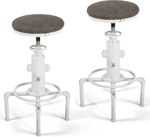 Vista 10 de American Steampunk Industrial Fire Hydrant Bar Stools (Black, Wooden Top)