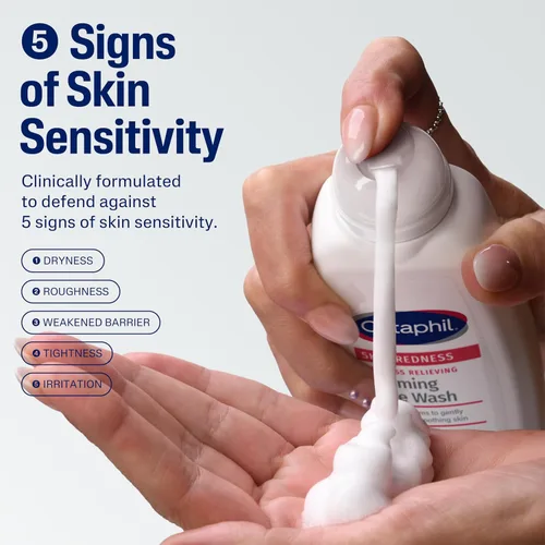 Vista 2 de Cetaphil Jabón facial espumoso que alivia el enrojecimiento para pieles sensibles, 8 onzas líquidas, limpia y calma suavemente la piel sensible sin