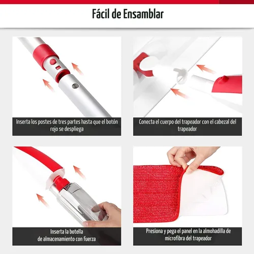 Vista 7 de Trapeadores para limpieza de suelos con rociador húmedo con botella recargable de 14 onzas y 2 almohadillas de microfibra lavables, uso doméstico