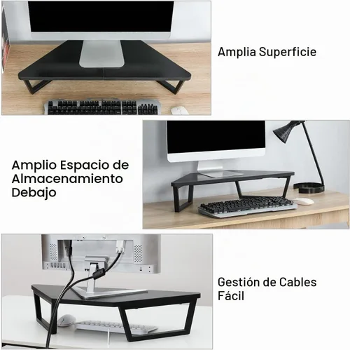 Vista 3 de TEAMIX Soporte elevador para monitor de esquina de 26 pulgadas con Negro