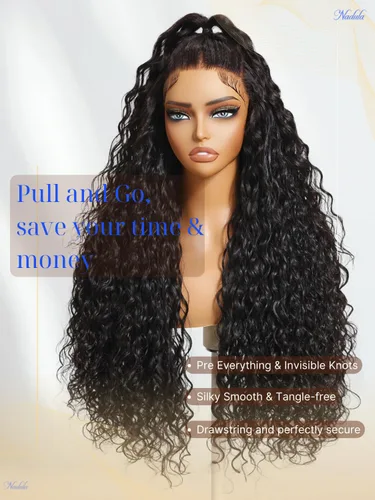 Vista 9 de Nadula Pre Everything - Pelucas de cabello humano ondulado con encaje frontal HD de 13 x 4 pulgadas, sin pegamento, con cordón invisible, mojado
