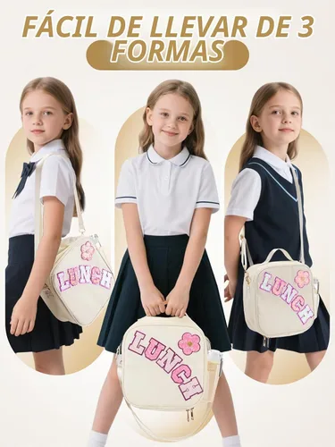 Vista 6 de Alphatool Bolsa de almuerzo aislada para niños con correa ajustable para Beige