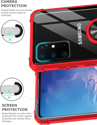 Vista 5 de Great ATRULY - Carcasa con función atril para Samsung Galaxy S20 Plus de 6.7 pulgadas, protección contra caídas Galaxy S20 + funda transparente Negro