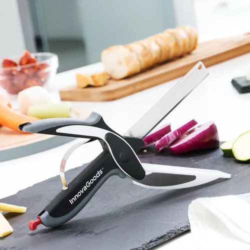 Vista 4 de Cuchillo-Tijera con Mini Tabla de Cortar Integrada Scible InnovaGoods