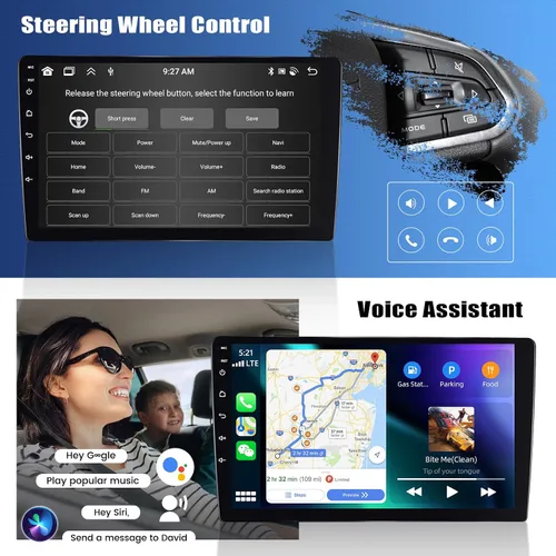 Vista 5 de [8 Core 4G+64G] Radio de coche para Hyundai Elantra 2007-2010 con Carplay inalámbrico Android Auto, pantalla táctil de 9 pulgadas, Android 15