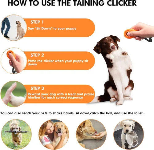 Vista 2 de MODUS Clicker de entrenamiento de mascotas para perros – Clicker con correa ajustable para la muñeca – Clicker de refuerzo positivo para perros