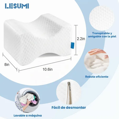 Vista 2 de LESUMI Almohada de rodilla de espuma viscoelástica, almohada de pierna para dormir, para dormir de lado y mujeres embarazadas, para alineación