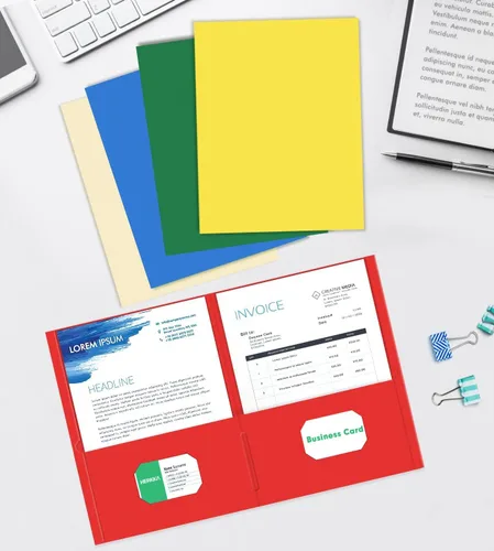 Vista 7 de HERKKA - Carpeta de dos bolsillos, paquete de 100 carpetas de 2 bolsillos, carpetas de papel tamaño carta diseñadas para uso en la oficina