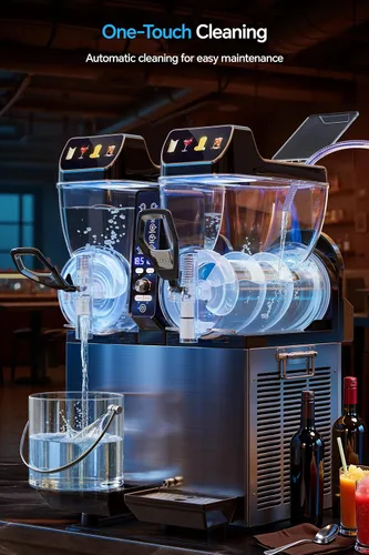 Vista 6 de Máquina comercial de granizado de 30 l, fabricante de bebidas congeladas de 2 tanques para Margarita Daiquiri Wine Frappe, dispensador de aguanieve
