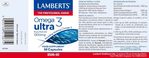 Vista 2 de Lamberts Omega 3 Ultra - Aceite de pescado puro 1300 mg - 60 Cápsulas