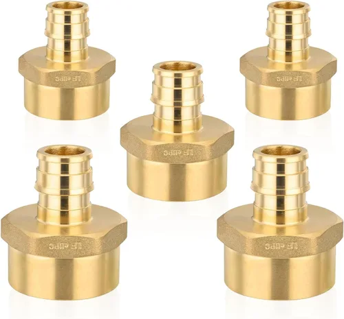 Vista 8 de Paquete de 5 adaptadores NPT roscados hembra Seelink PEX-A de 1/2" x 1/2" Colocaciones de expansión de latón PEX-A, ASTM F1960 (PEX1960026-5)