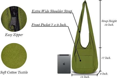 Vista 5 de Your Cozy - Bolsa bandolera bohemia y hecha a mano de algodón, unisex