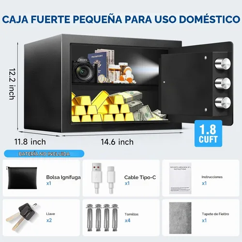Vista 2 de Caja fuerte a prueba de fuego pequeña de 1,8 pies cúbicos