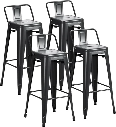 Vista 12 de Furmax - Juego de 4 taburetes de metal de 30 pulgadas, apilables para Azul