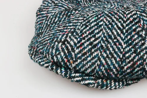 Vista 7 de GORRA DE BOY DE 8 PANELES DE LANA TWEED BOY, GORRA PLANA BAKER BOY, GORRA DE INVIERNO PARA HOMBRE verde azulado