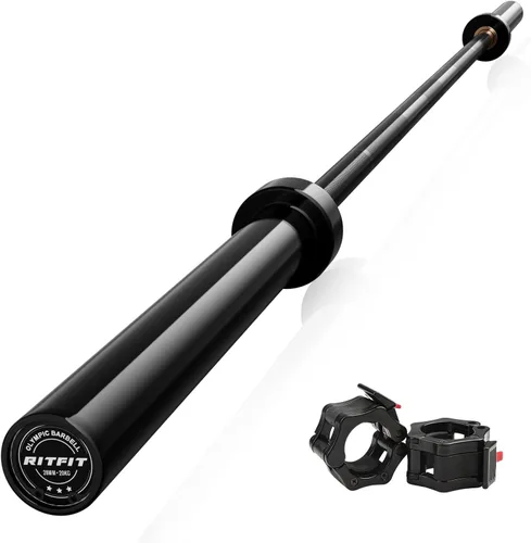 Vista 9 de RitFit Elite - Barra olímpica de 7 pies, robusta barra de 45 libras para levantamiento de pesas y levantamiento de potencia, barra olímpica superior
