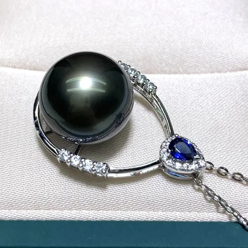 Vista 4 de Nonnyl Gifts for Wife -Tahitian BlackFreshwater Cultured Pearl Necklace for Women-Anniversary Birthday Mothers Day Valentines Day Christmas- Fine