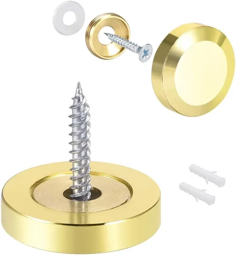 Vista 10 de uxcell Tornillos de espejo decorativos tapa tapa clavos oro pulido 0.630 in 8pcs