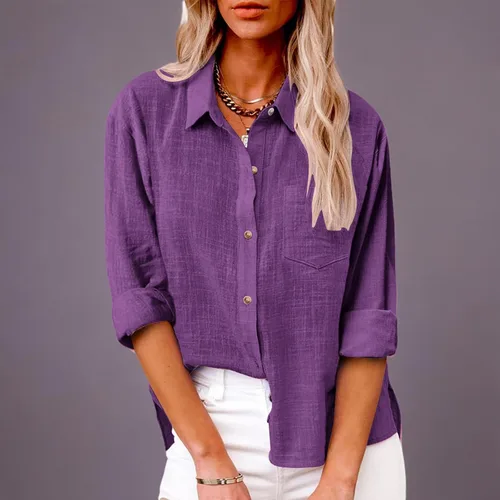 Vista 88 de SMIDOW Camisa de algodón y lino con botones para mujer