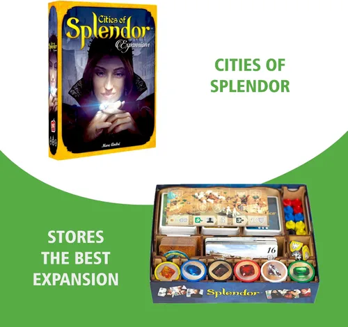 Vista 4 de TowerRex Organizador para juegos de mesa Splendor y expansión Cities of Splendor, inserto de almacenamiento, actualización de accesorios