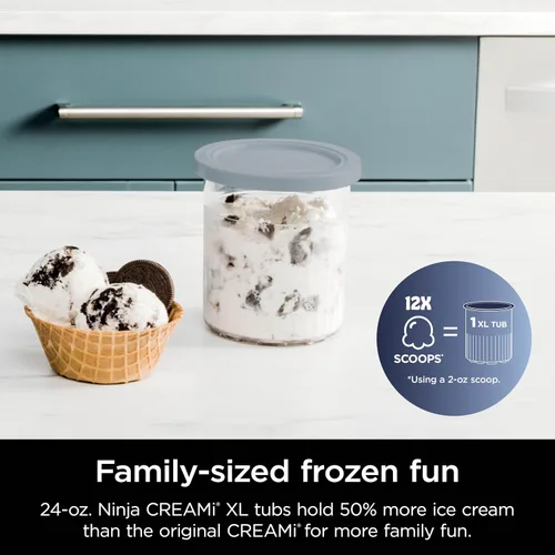 Vista 17 de Ninja CREAMi Deluxe - Máquina para hacer helados y postres congelados, incluye (4) recipientes de tamaño familiar de 24 oz, para helado, sorbete