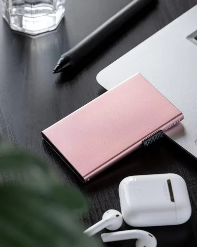 Vista 5 de VULKIT Tarjetero minimalista para tarjetas de crédito tarjetas emergentes protección RFID cartera de metal delgada Oro Rosa Minimalista