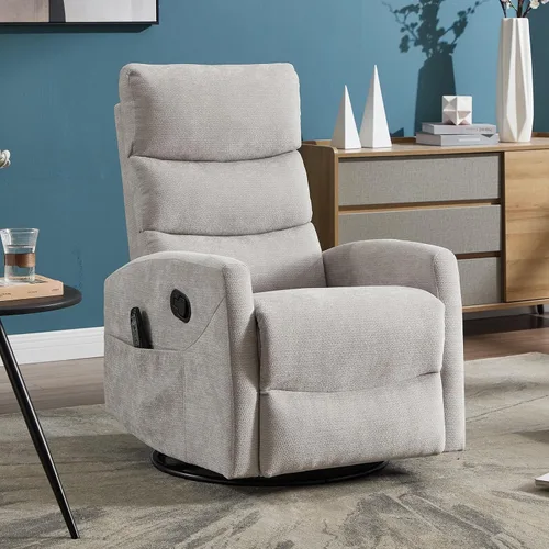Vista 12 de Silla reclinable manual con masaje vibratorio, reclinable giratorio con control remoto, mecedora con calor lumbar, sillas reclinables con bolsillos